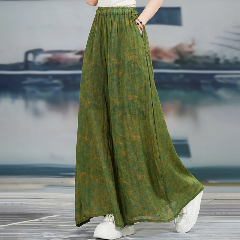 苎麻宽松阔腿裤女春2026新款宽松复古中式直筒裤棉麻高腰显瘦裙裤