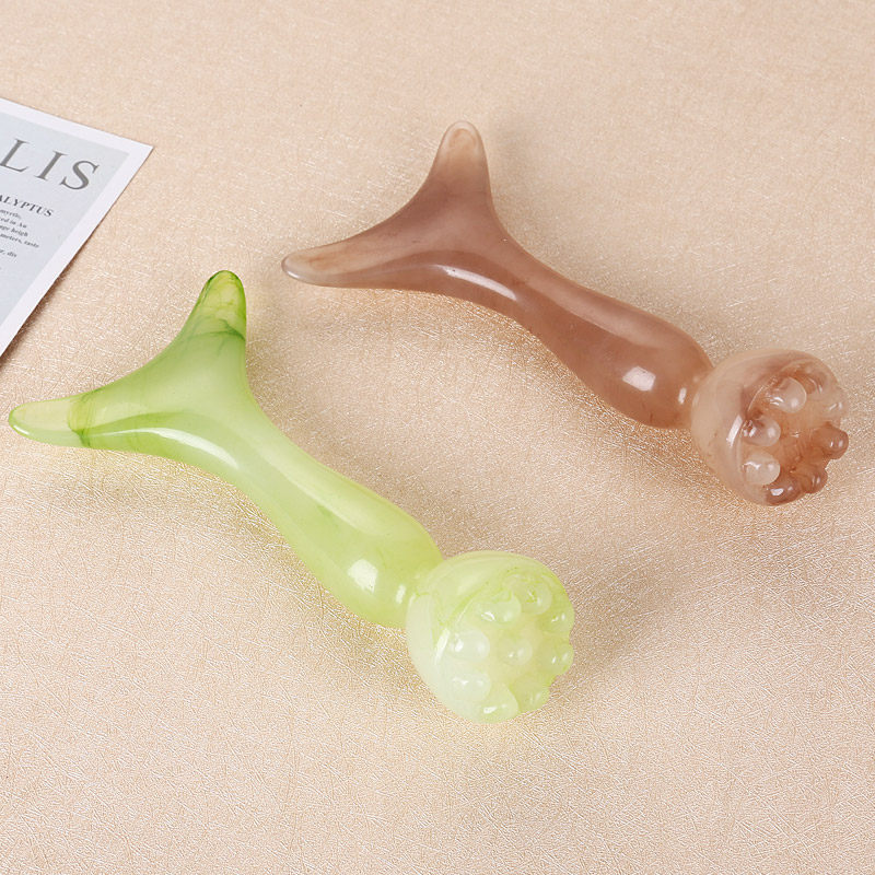 刮痧面部美容天然树脂莲蓬板疏通经络点穴拨筋棒脸眼颈部全身通用