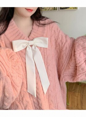 温柔甜饼粉色宽松v领上衣慵懒温柔风麻花套头毛衣女春秋时尚百搭