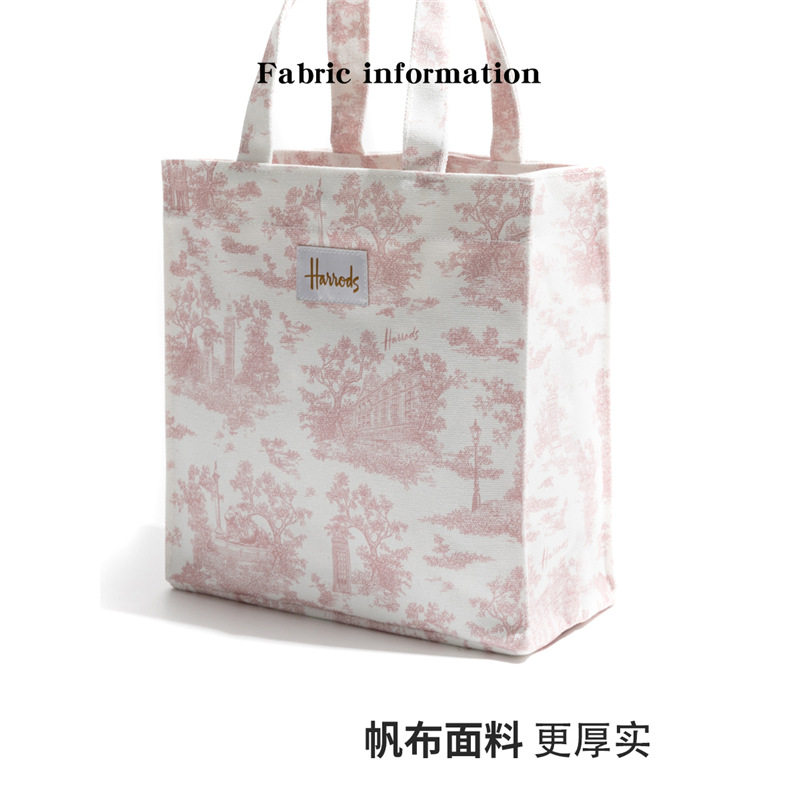 新品CKKUI印花帆布包伦敦风景大容量托特包复古百搭手提包单肩包