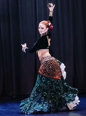 2023原创镂空闪亮裹臀显瘦款ATS/FCBD部落融合肚皮舞演出练功臀巾