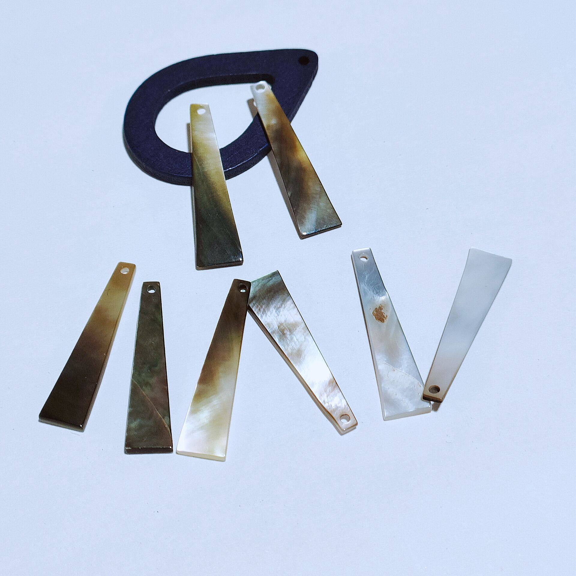 diy饰品配件材料单面平 有孔30mm黑珍珠贝壳梯形长条片