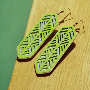 木质 DIY饰品材料配件 耳环片 复古 80mm 圆形太阳花镂空木片挂饰