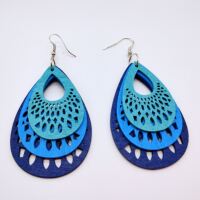 diy trendy earrings, wooden earrings, pendants, teardrop-shaped hollowed-out flower and wood pieces, 3-color earrings, ethnic style thumbnail 7
