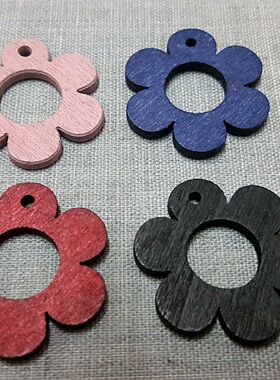 3cm多色六瓣花木片木质   diy饰品串珠配件   项链串珠材料