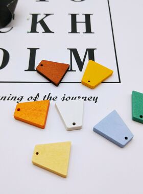 2cm多色梯形木片diy饰品串珠配件 木质 项链串珠耳环耳饰材料