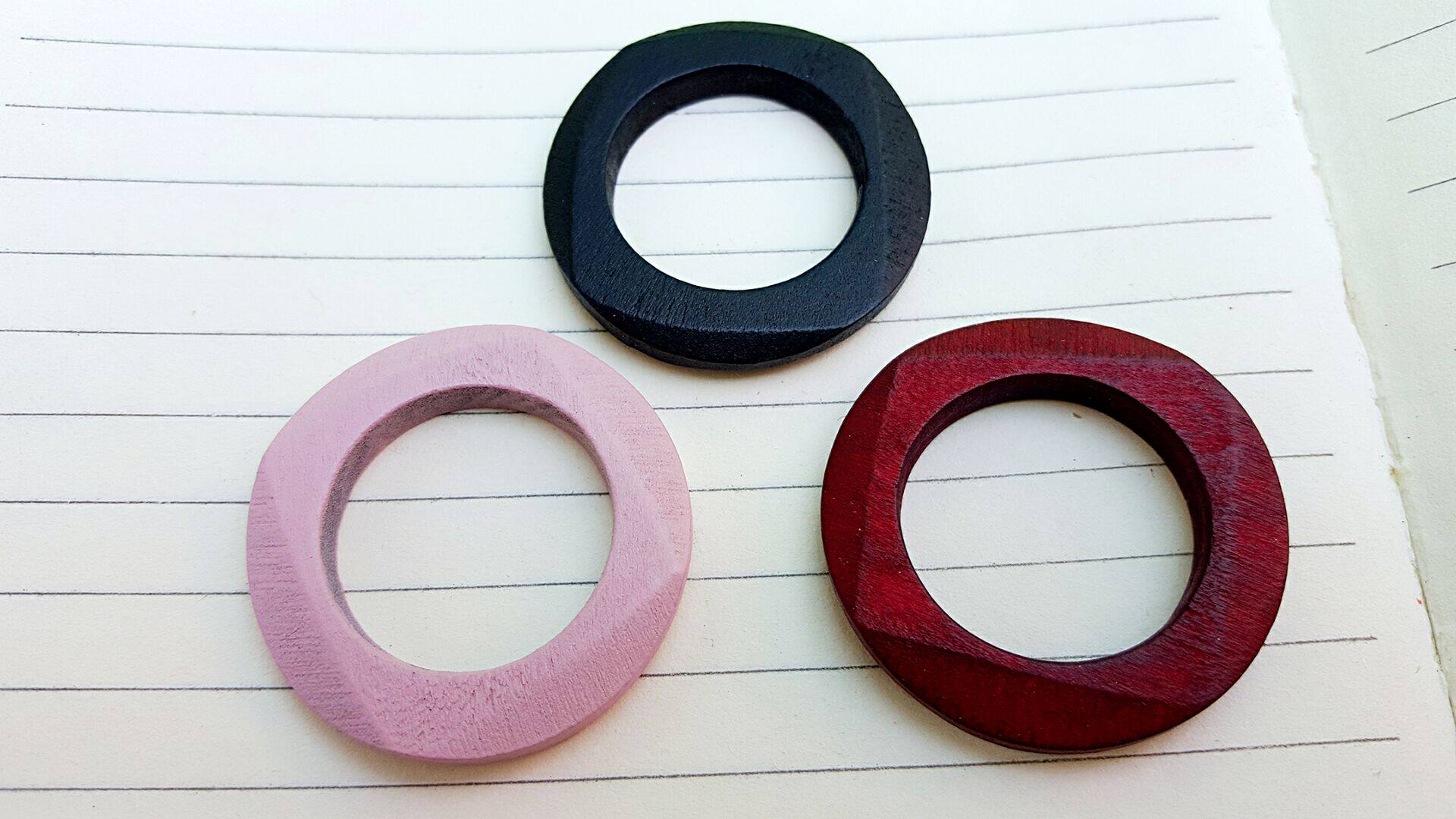 3.8CM4面切平圆环木圈木环平行片 DIY手工木质耳环耳饰品配件材料