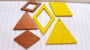 简约夸张几何三角形边孔木片木质耳环耳饰品配件diy手工材料包