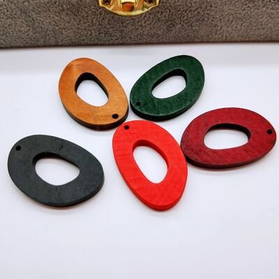 diy饰品配件 4cm椭圆形长条木片 原木色木质 散珠 项链串珠材料