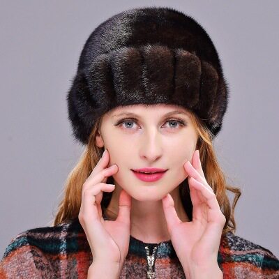 进口水貂帽子女冬季貂皮帽冬天保暖东北风雪帽整貂裘皮草韩版礼帽
