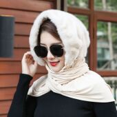 貂毛帽子女冬天水貂皮围巾一体帽子整貂秋冬裘皮帽子皮草帽子新款