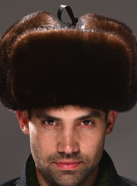 高端皮草帽子男士水貂皮户外真皮帽顶进口美国真水獭毛雷锋帽休闲