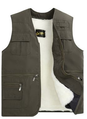 秋冬季羊毛马甲皮毛一体中老年男士羊皮背心加厚保暖棉坎肩爸爸装