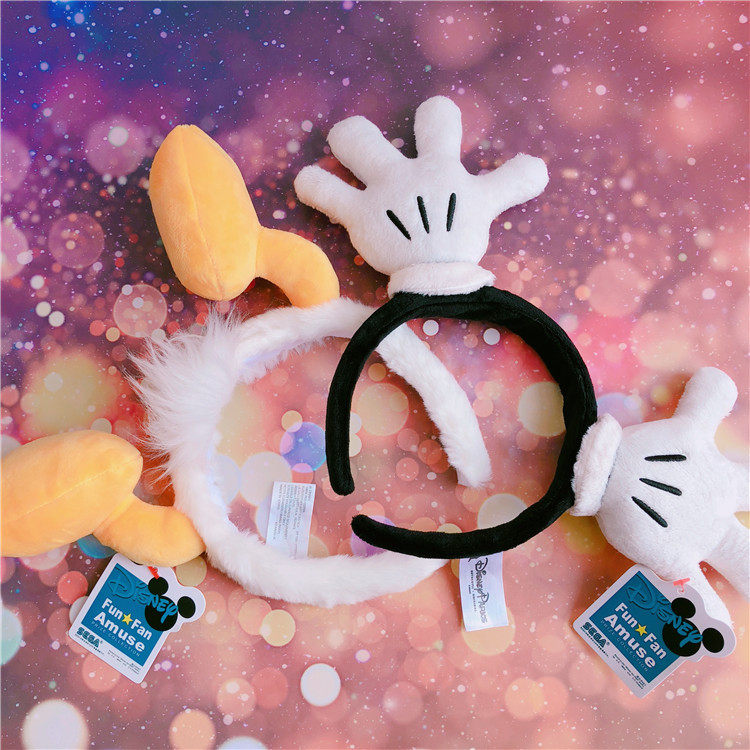 卡通迪士尼游乐园发箍唐老鸭屁股脚丫头箍毛绒米老鼠手套儿童发卡