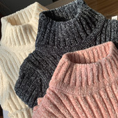 高低领雪尼尔童装 毛衣儿童男童毛衣加厚保暖打底女童毛衣清仓特价