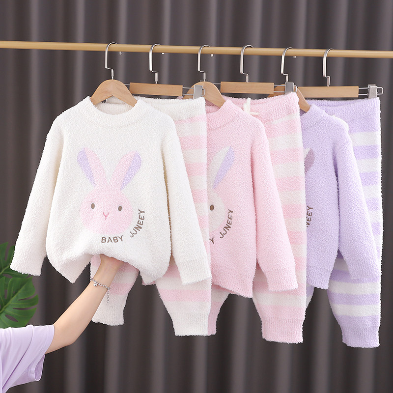 软绵绵半边绒睡衣家居服套装