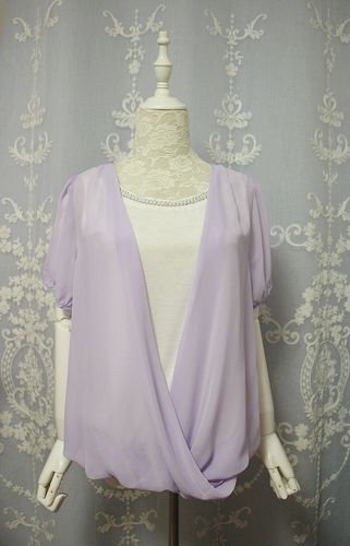 甜美风香芋紫色假两件上衣打底衫