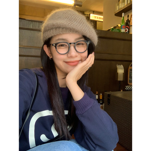 贝雷帽秋冬女秋冬羊毛显脸小