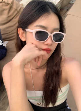 防晒韩系小粉框墨镜显脸小太阳镜
