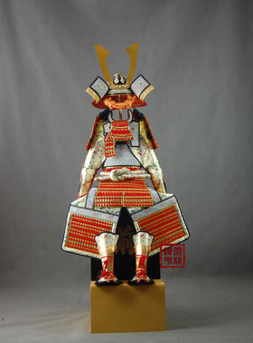 日本甲胄*武士盔甲 可穿 五月人形 赤色涂小扎赤糸縅 稚儿铠WYK11