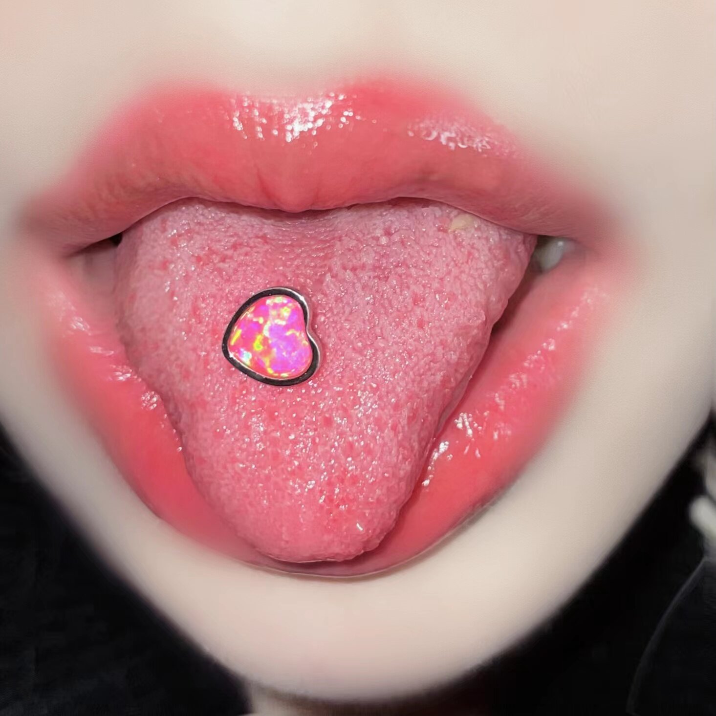 SATANS CHILD PINK WHISKEY OPAL OPAL TONGUE STUD OPAL BABES TONGUE RINGS TITANIUM STEEL PIERCINGS