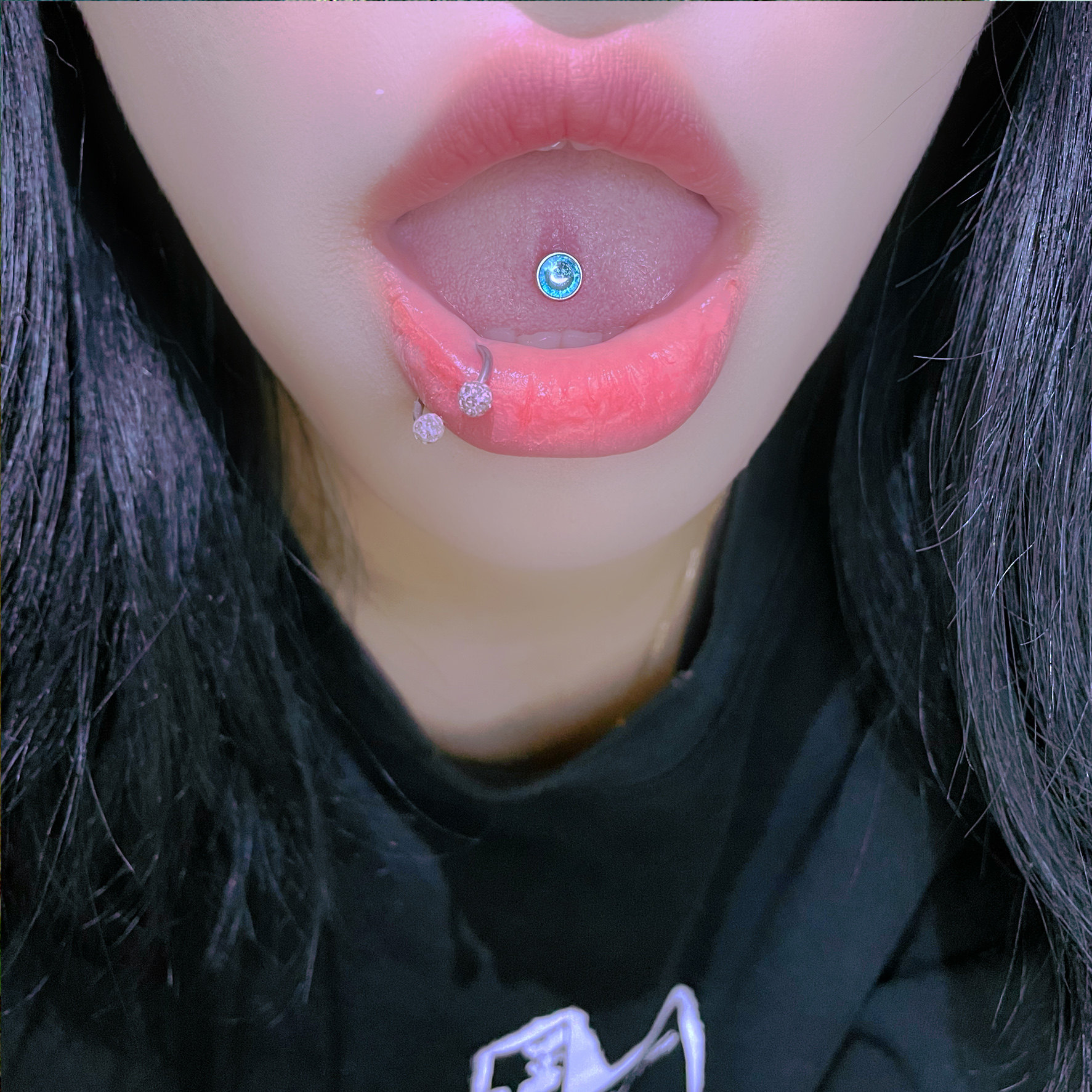 SATANS CHILD LOOKS AND COMFORTS AT THE SAME TIME TONGUE STUD TONGUE RING TITANIUM STEEL TONGUE NAIL PERFORATED JEWELRY