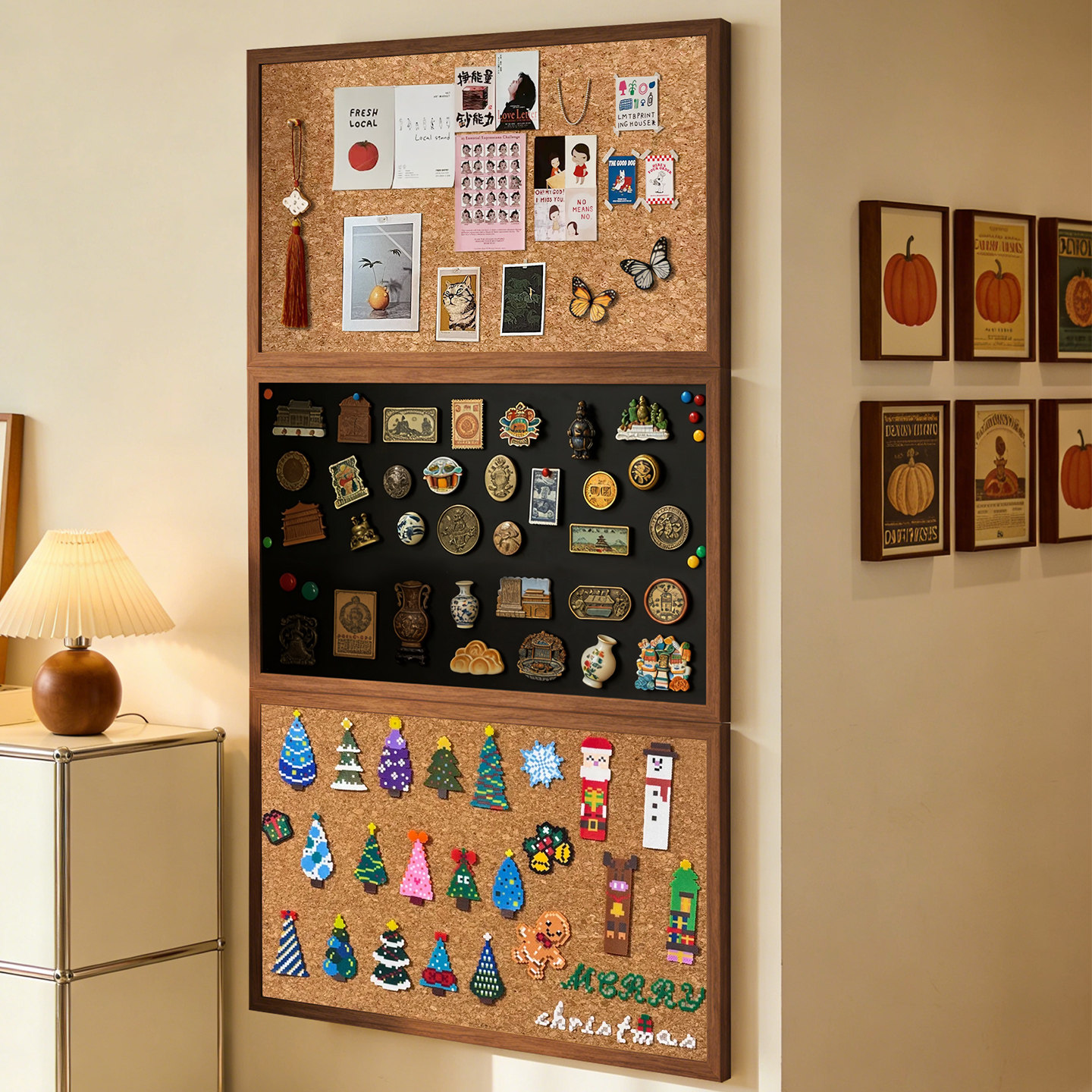 黑板软木板组合磁吸照片墙客厅创意diy背景板磁吸冰箱贴收纳卧室装饰相片展示墙实木小尺寸拍立得拼豆展示板,文具电教/文化用品/商务用品,软木板/照片板/毛毡板,淘宝优惠券,粉丝福利购,淘宝优惠卷