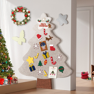 圣诞树羊毛毡墙贴照片墙毛毡板背景板软木板展示创意作品展示毛粘板高级感拍立得毛毡版墙面装饰相片墙圣诞节