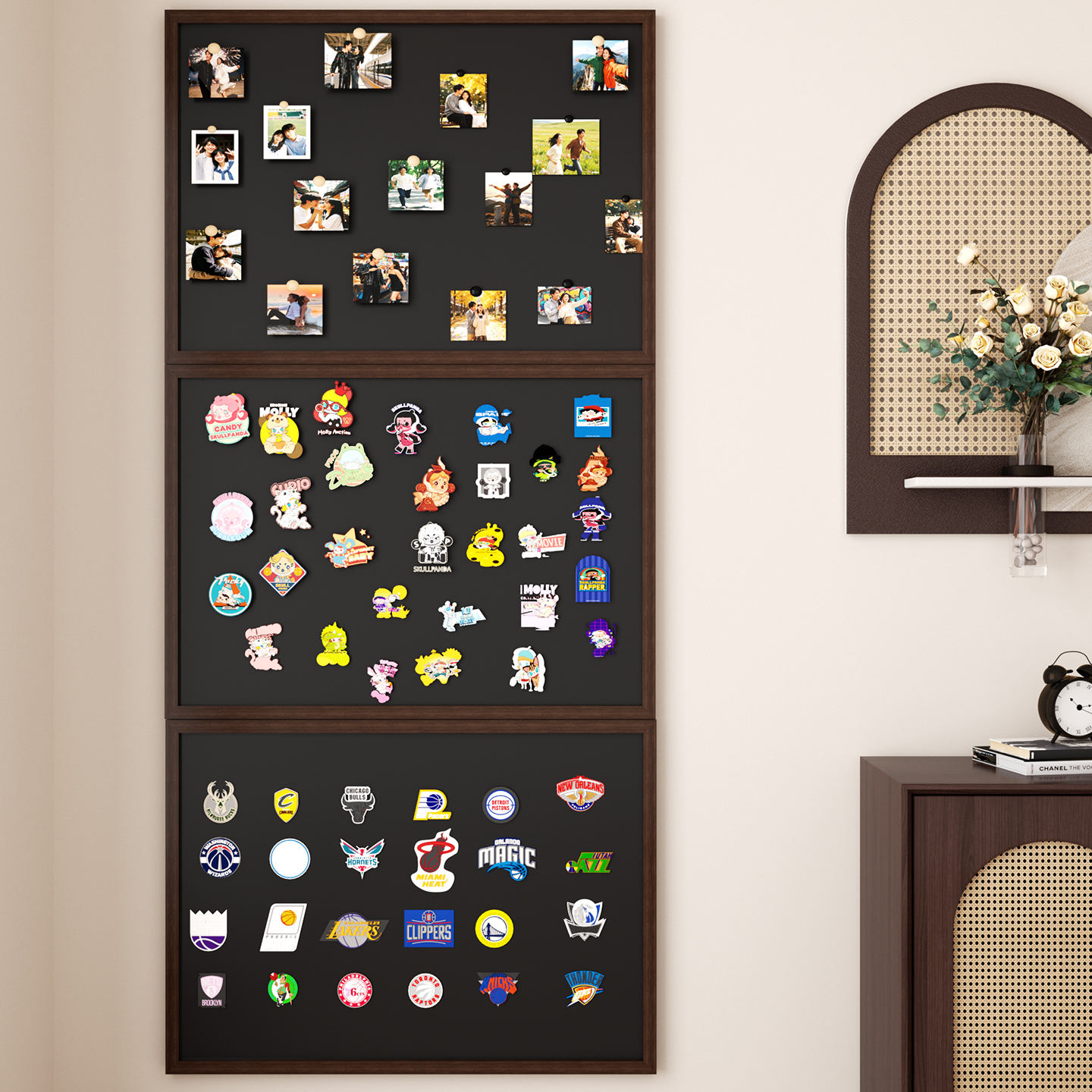 白板可擦写木边框磁吸小黑板