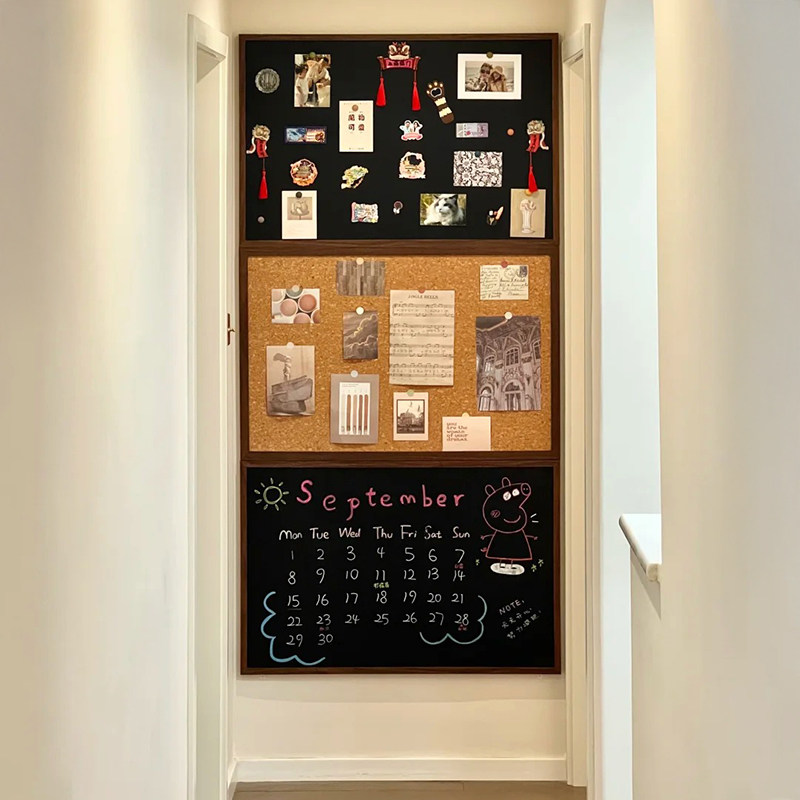 黑板软木板组合磁吸照片墙客厅创意diy背景板磁吸冰箱贴收纳卧室玄