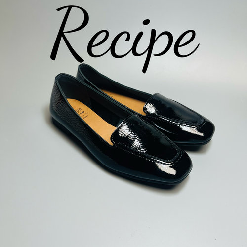 断码清仓现货日本Recipe女鞋漆皮中口方头平底单鞋女一脚蹬RP-515