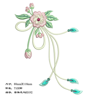抱枕汉服来料加工电脑刺绣花制版打版打带EMB格式工笔牡丹现成版