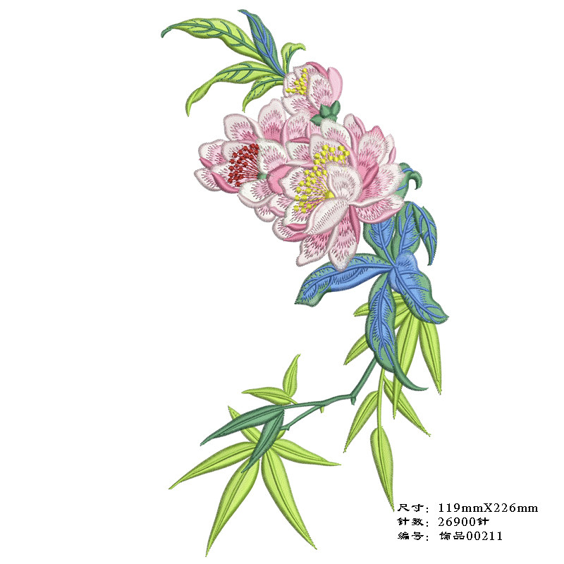 原创汉服发带花样元素材电脑刺绣花制版打版打带emb电子现成版带