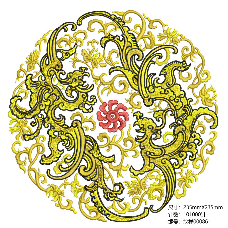 仿手绣插针复古祥云民族风旗袍来料加工电脑刺绣花制版打版现成版