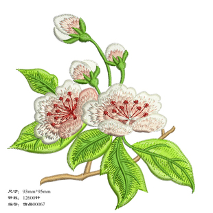 旗袍花边牡丹元素 服饰来料加工仿手绣电脑绣花制版制版打版带emb