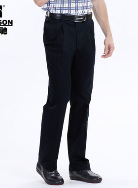 高驰男装2025夏季新款深腰宽松商务纯棉休闲裤中年双褶舒适长裤