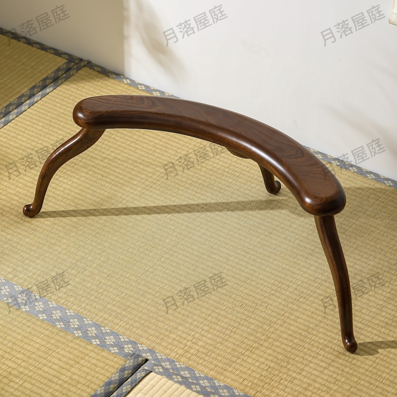 乌檀木实木三足凭几中式凭几榻榻米扶手小凭几炕几古代床上木凭几