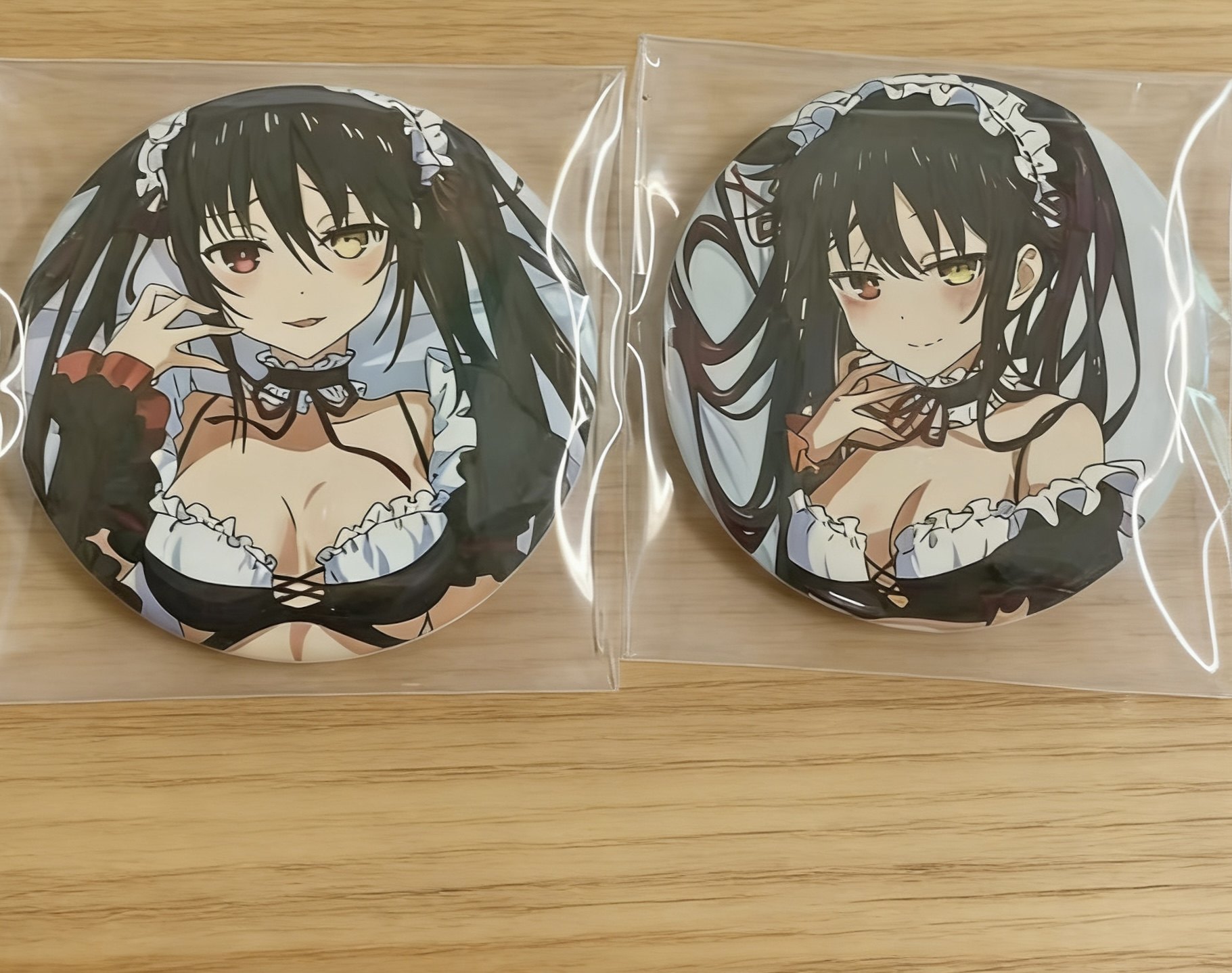 日版散单约会大作战 时崎狂三泳装女仆吧唧有背板一套 现货