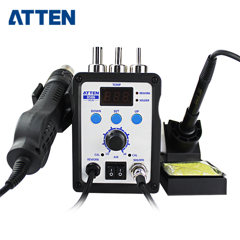 安泰信AT8586/AT858D+恒温调温数显热风枪电烙铁焊台二合一700W