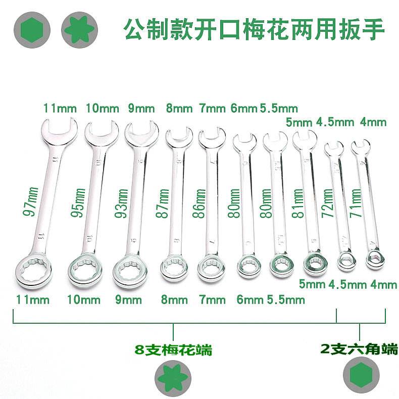 台湾宝工HW-609B/A公制/英制小型套装梅花扳手开口双头扳手