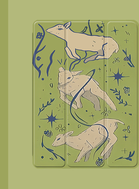 复古绿色小羊华为matepad11适用pro10.8/10.4英寸平板壳荣耀7三折x6保护套M6/M5青春版c5笔槽v6畅享2气囊10.1