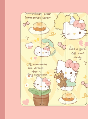 卡通风凯蒂猫2021/20/19新款ipad适用air4/3/2气囊保护套10.2/9.7寸平板2018笔槽pro11三折mini4/5苹果123壳6