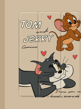 创意猫和老鼠2021/20/19新款ipad适用air4/3/2气囊保护套10.2/9.7寸平板2018笔槽pro11三折mini4/5苹果123壳6