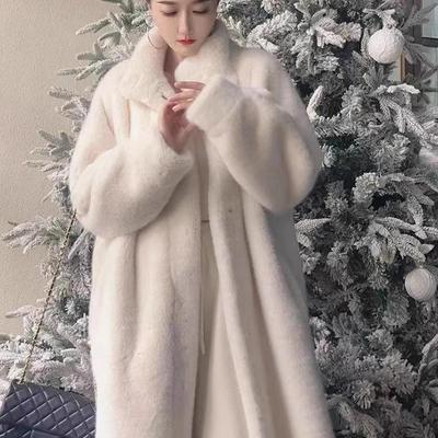 皮毛一体水貂毛貂绒长款大衣