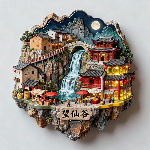 【望仙谷】金属浮雕地标景区文创合金磁吸装饰旅游纪念冰箱贴