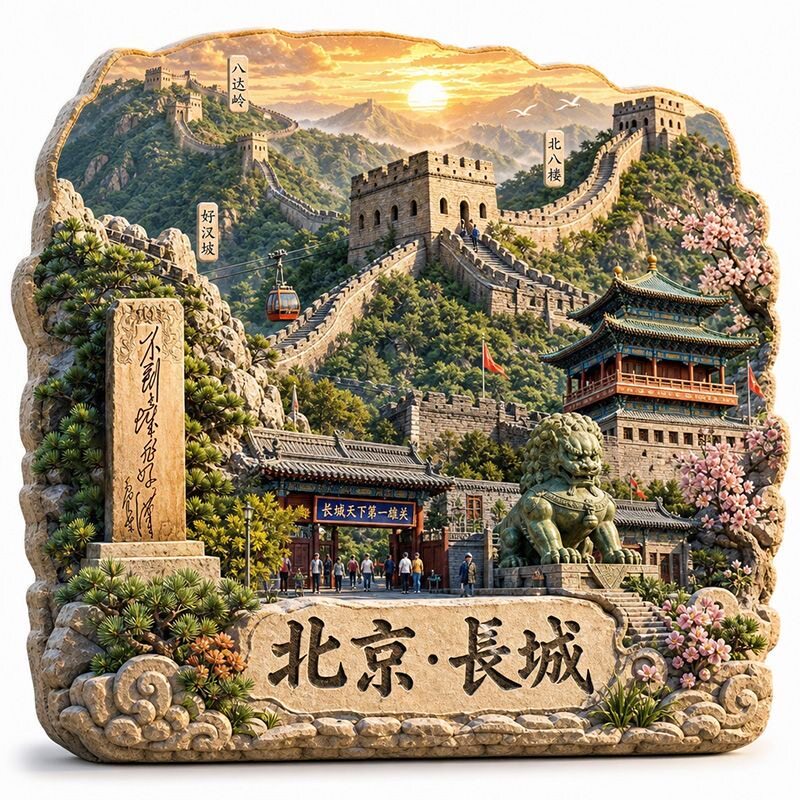 北京长城景点金属立体浮雕冰箱贴旅游纪念品文创伴手礼国潮装饰