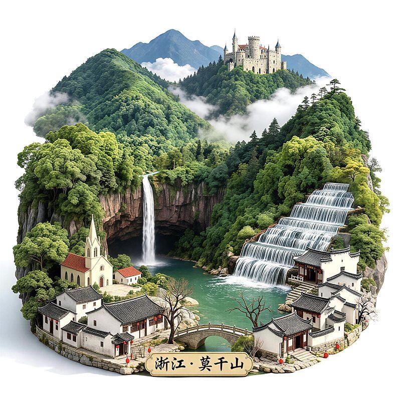 【浙江莫干山】金属浮雕地标景区文创合金磁吸装饰旅游纪念冰箱贴
