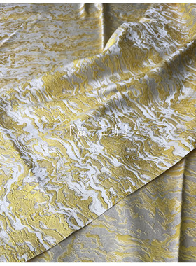 【半米价】2026新款姜黄色波浪纹国风色织提花高端服装设计面料