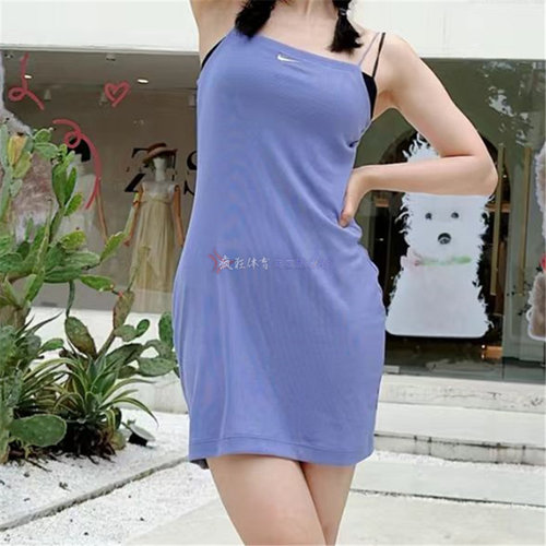 Nike耐克女子紧身细罗纹吊带休闲连衣裙长裙FN4158-010-527-717
