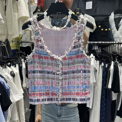 修身显瘦小香风无袖马夹背心女